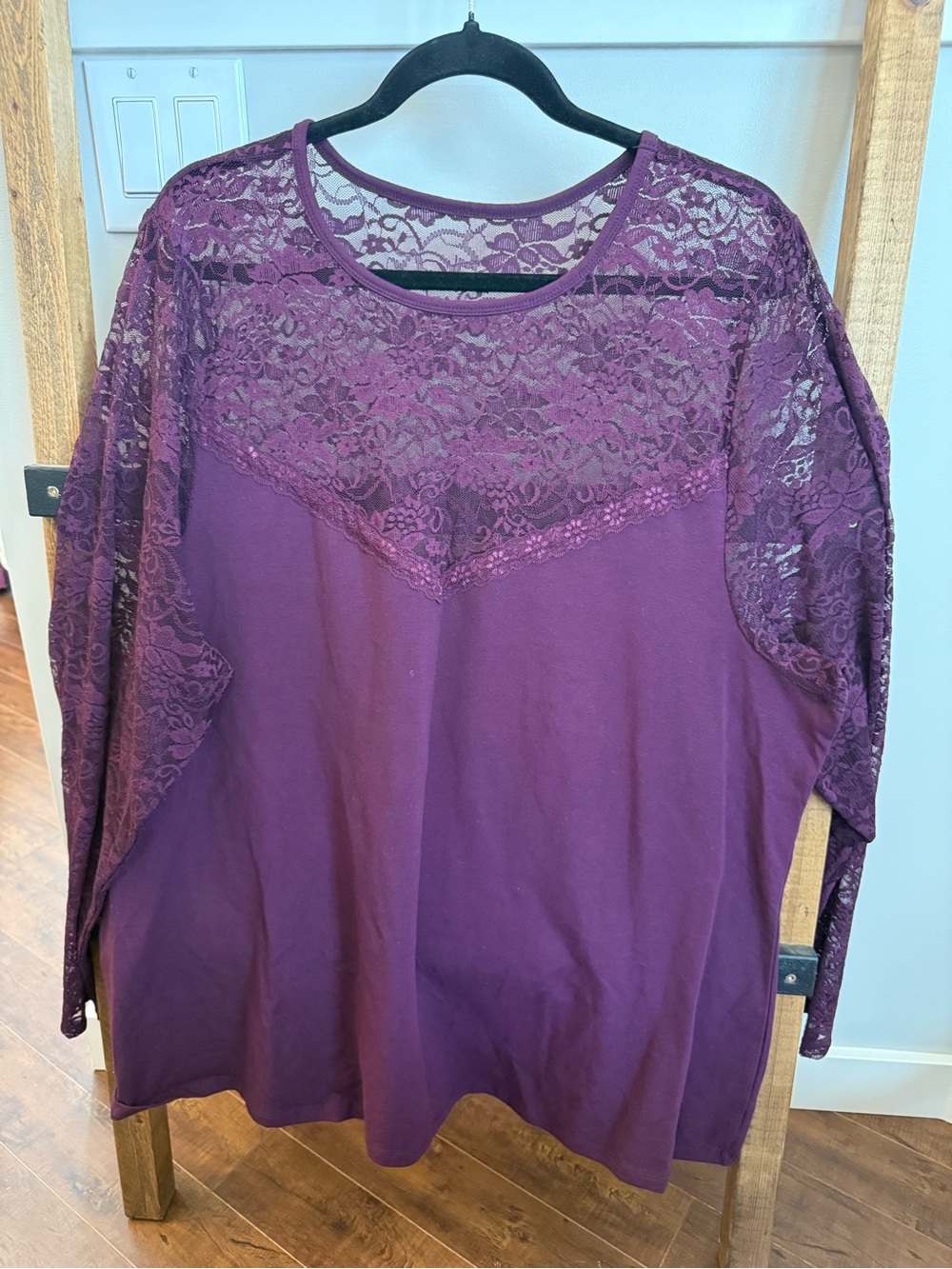 Torrid Plum Lace Yoke Long Sleeve Top